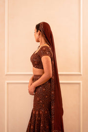 Mocha Mousse Chikankari Lehenga set
