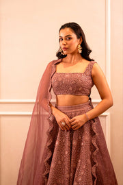 Mauve Chikankari Lehenga Set