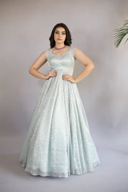 Sky Blue Tissue Anarkali Set