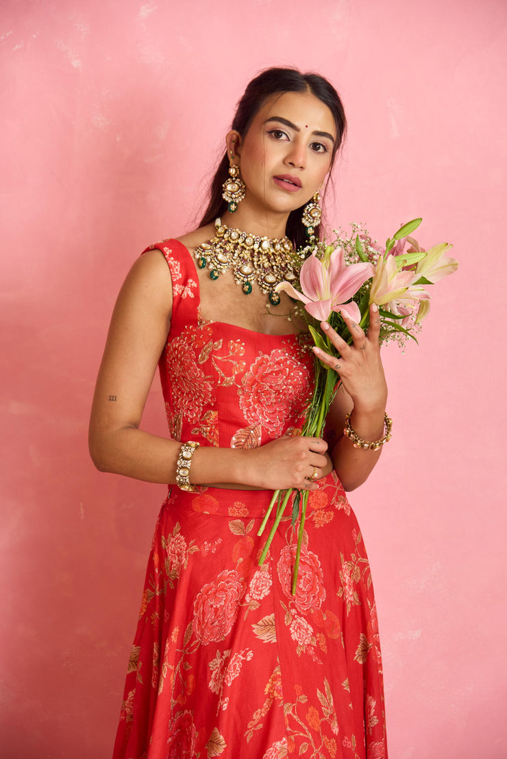 Scarlet Lehenga Set