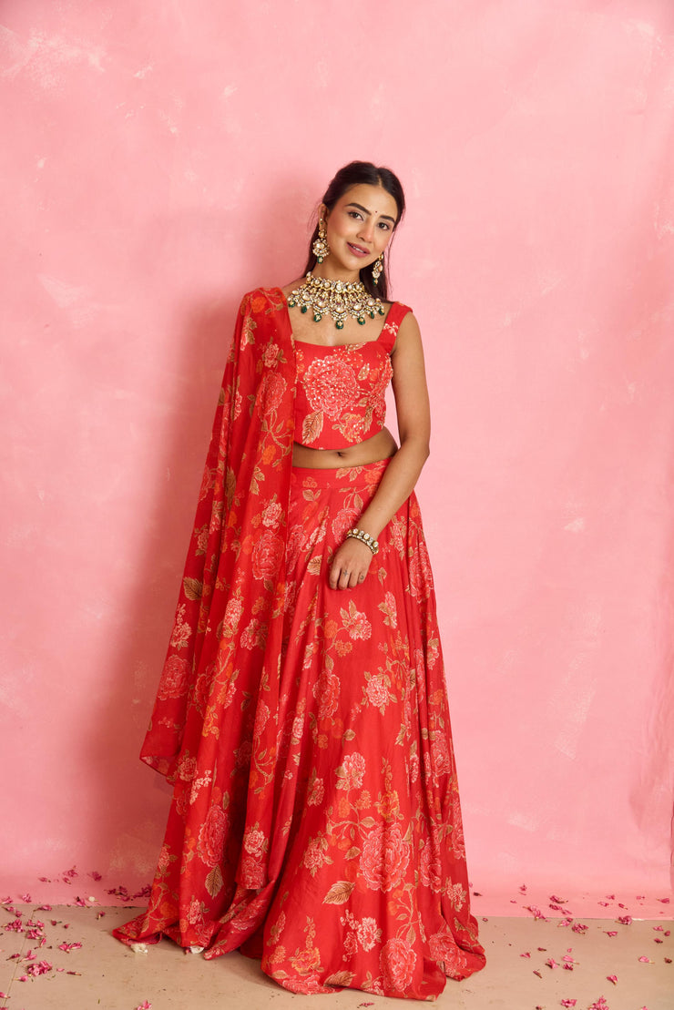 Scarlet Lehenga Set
