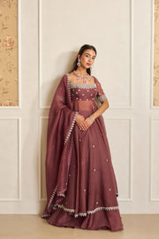 Mauve Pink Anarkali Skirt Set with Dupatta