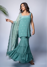 Aqua Mirror Sharara Set