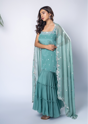 Aqua Mirror Sharara Set