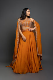 Orange Embellished Lehenga Set