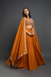 Orange Embellished Lehenga Set