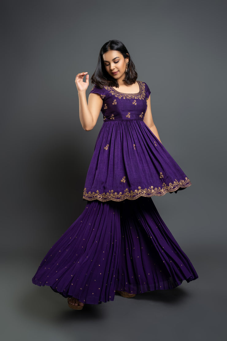 purple sharara dress Light Purple Sharara Suit Set