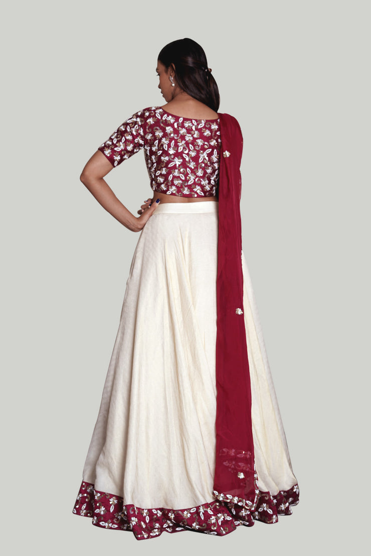 Fabulous Off-White Gota Patti Embroidered Georgette Party We